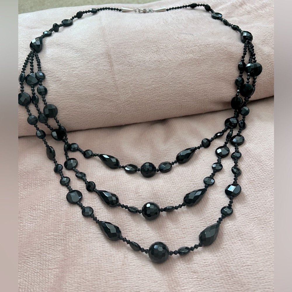 lia sophia Layered Black Bead Necklace